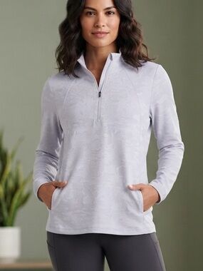 Spyder Women's Light Gray Long-Sleeve Half-Zip Pullover XL